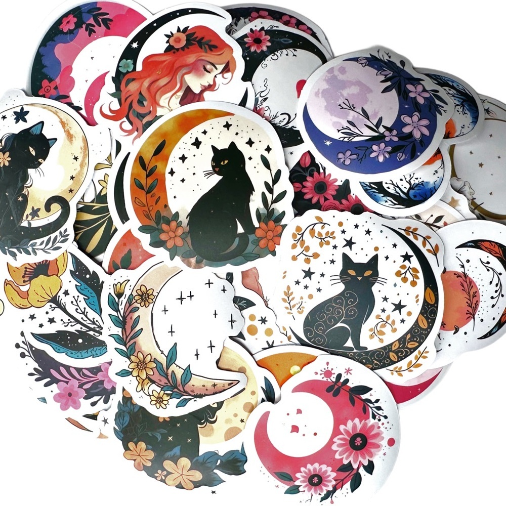 Cat and Moon Stickers
